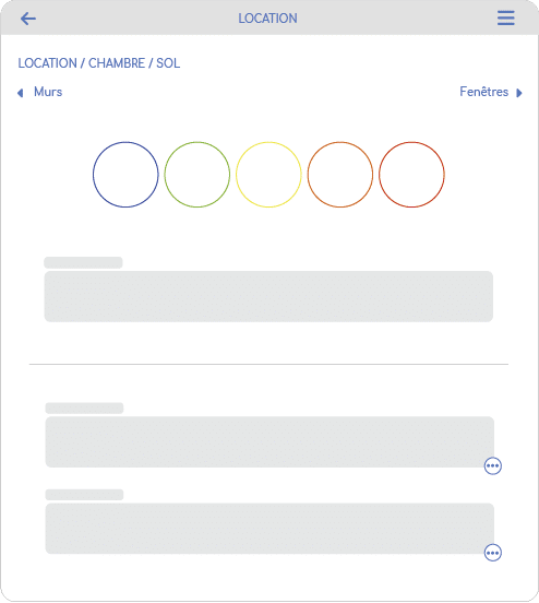 Maquette de l'application d'état des lieux ImmoPad - Evaluation du logement sur Tablette