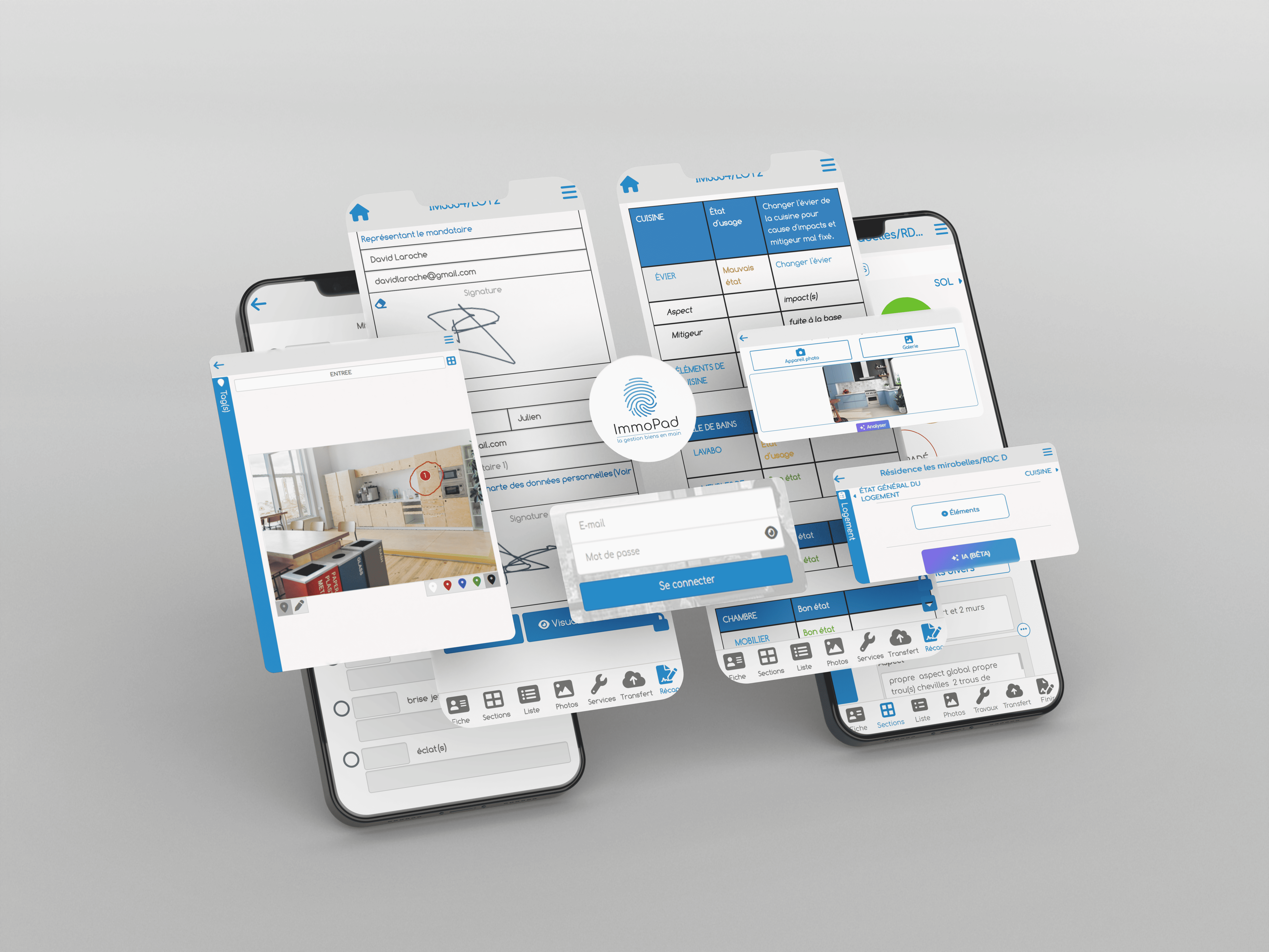 ecran fonctionnalite immopad application etat des lieux